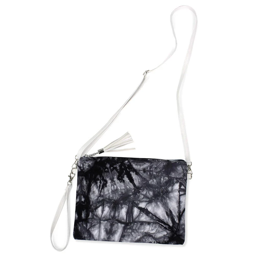 Elegant Black Marble Texture Clutch Bag