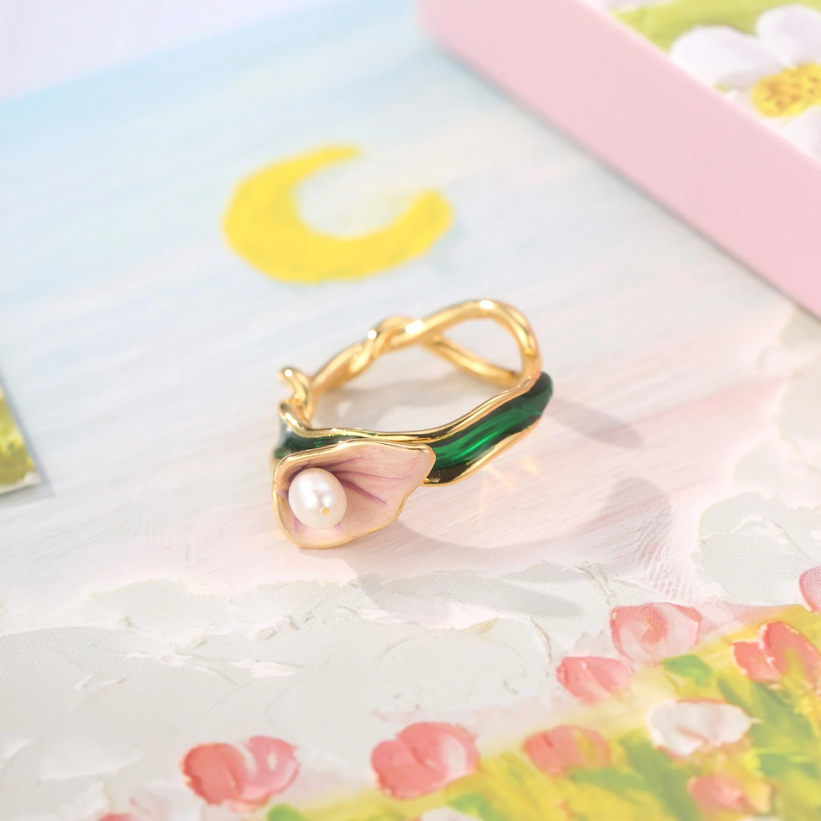 Exquisite Enamel Flower Ring