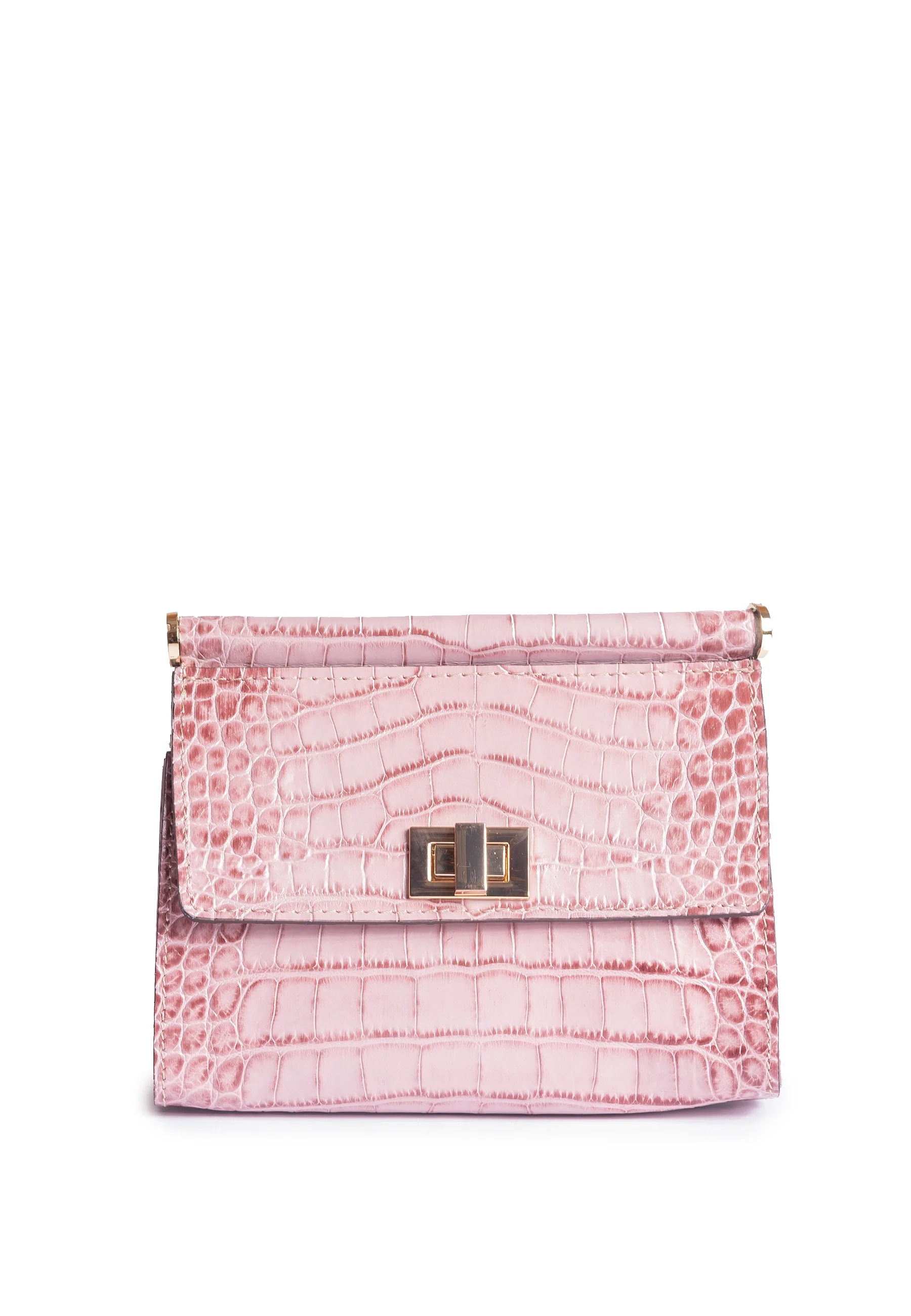 Elegant Faux Leather Croc Crossbody Bag