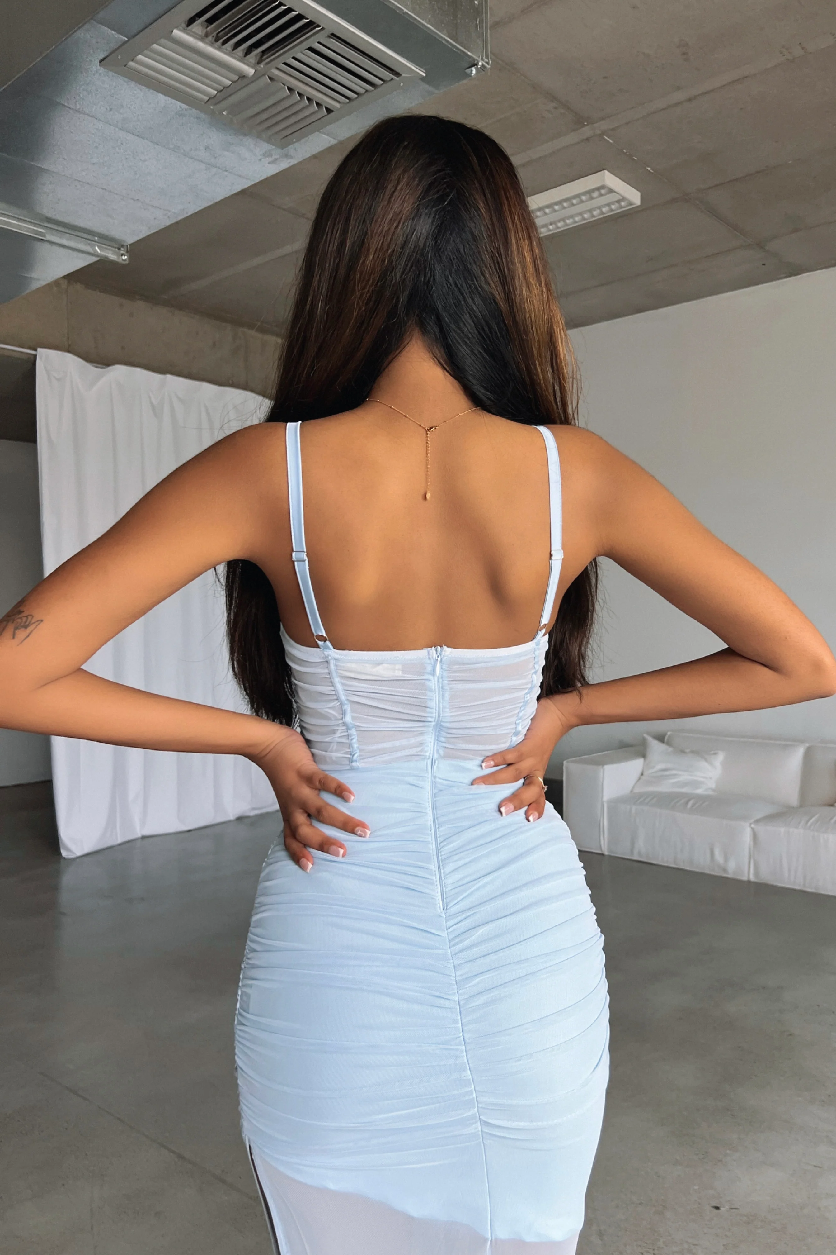 Elegant Sky Blue Bodycon Dress