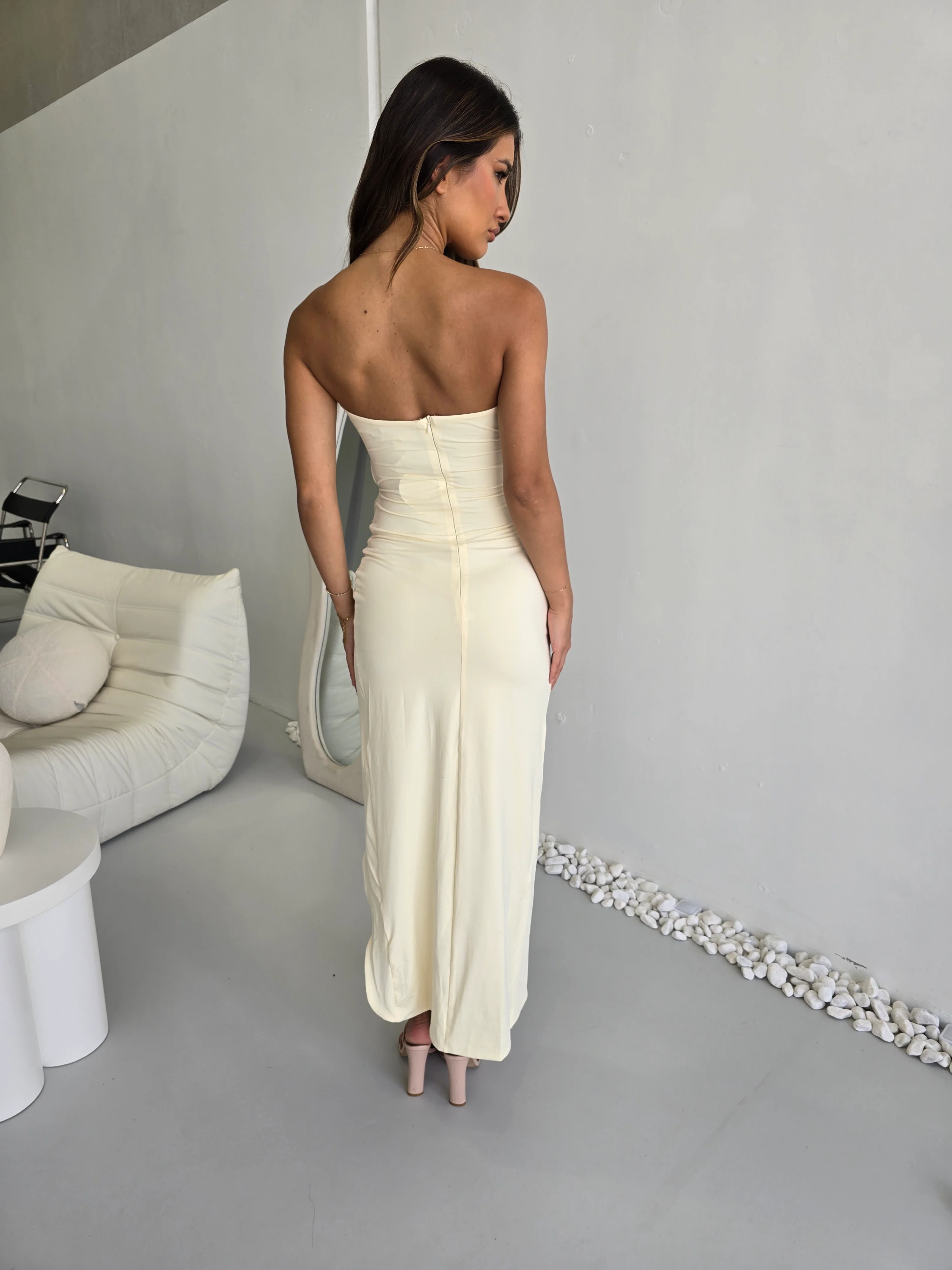 Elegant Beige Two-Piece Maxi Dress