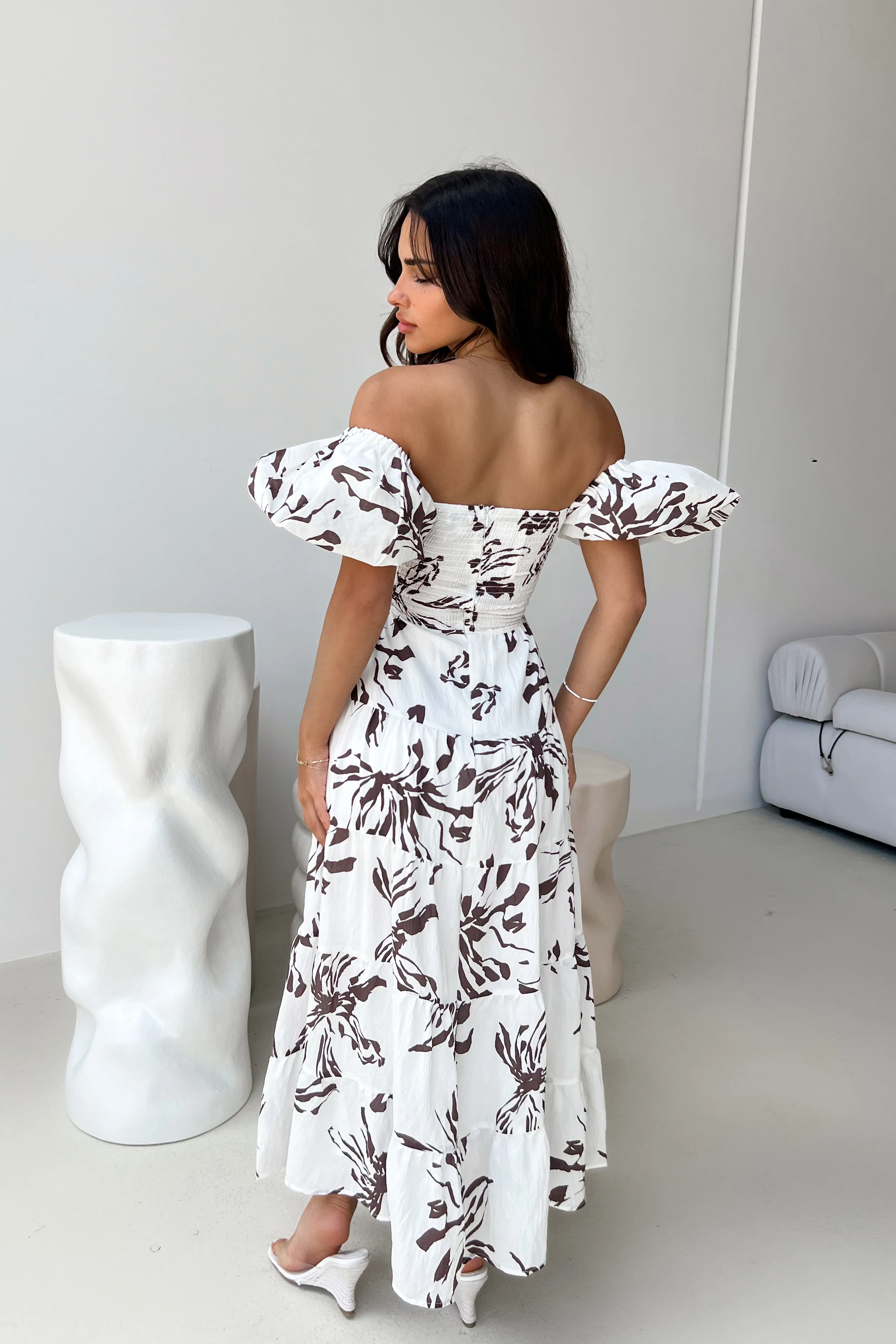 Elegant Off-Shoulder Floral Maxi Dress