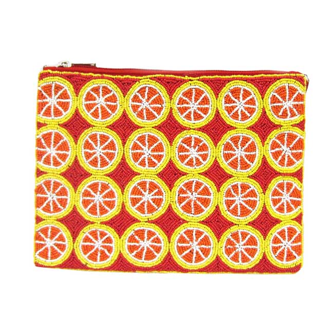 Vibrant Citrus Beaded Clutch